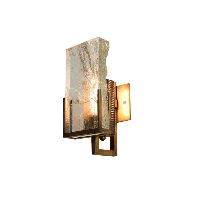 Rectangular Iron Crystal Bedroom Wall Lamp
