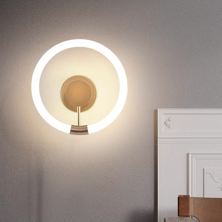 Round Iron Acrylic Bedroom Wall Lamp