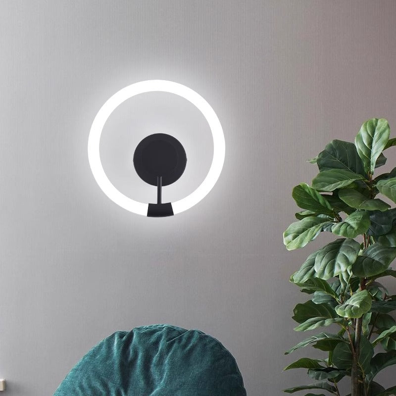 Round Iron Acrylic Bedroom Wall Lamp