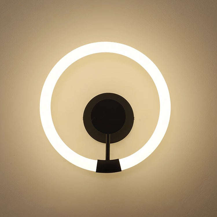 Round Iron Acrylic Bedroom Wall Lamp