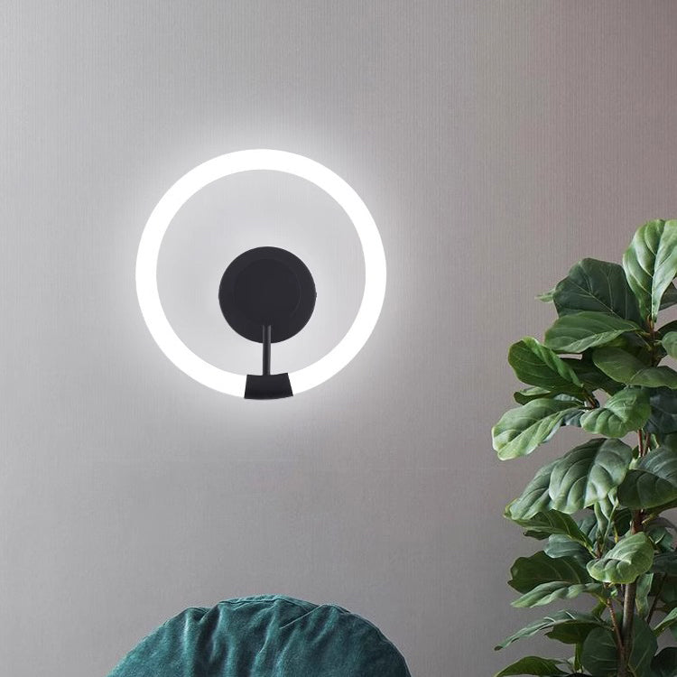 Round Iron Acrylic Bedroom Wall Lamp