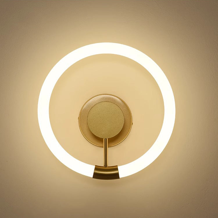 Round Iron Acrylic Bedroom Wall Lamp