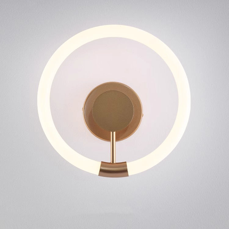 Round Iron Acrylic Bedroom Wall Lamp
