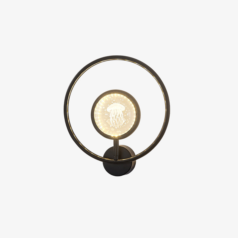 Circle Crystal Iron Bedroom Wall Lamp