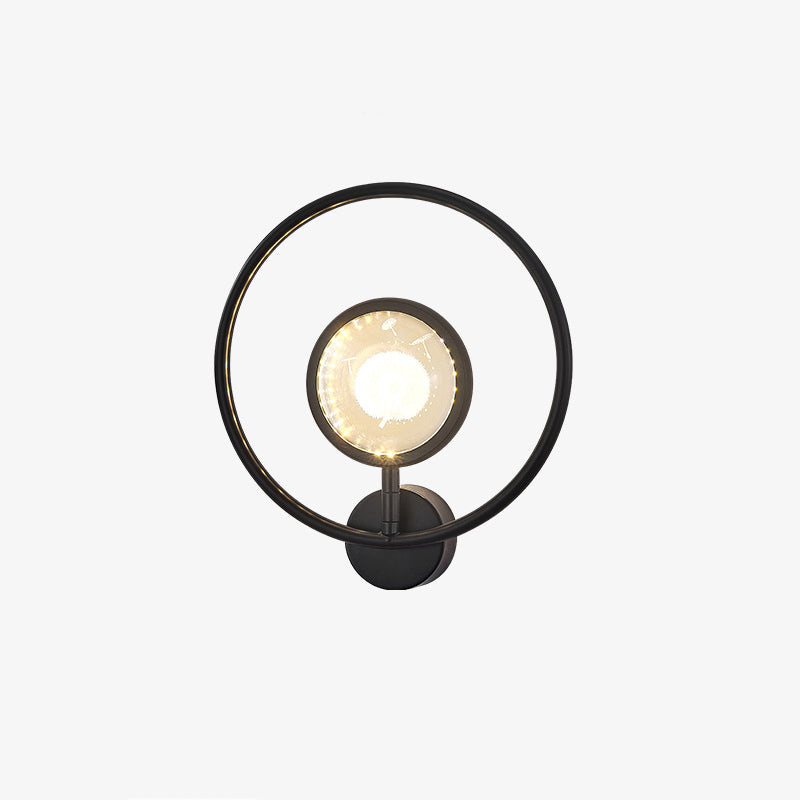 Circle Crystal Iron Bedroom Wall Lamp