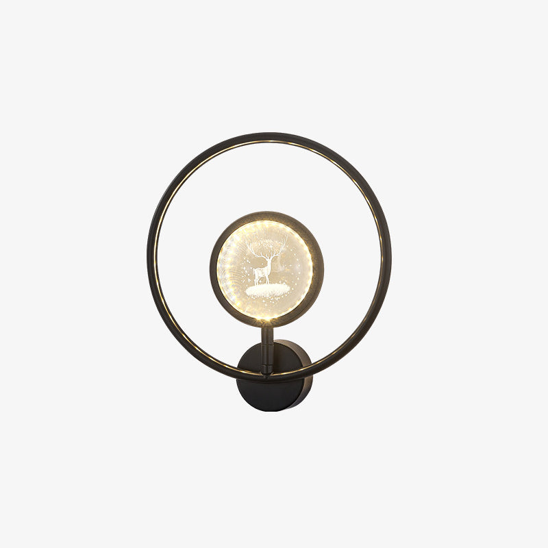 Circle Crystal Iron Bedroom Wall Lamp