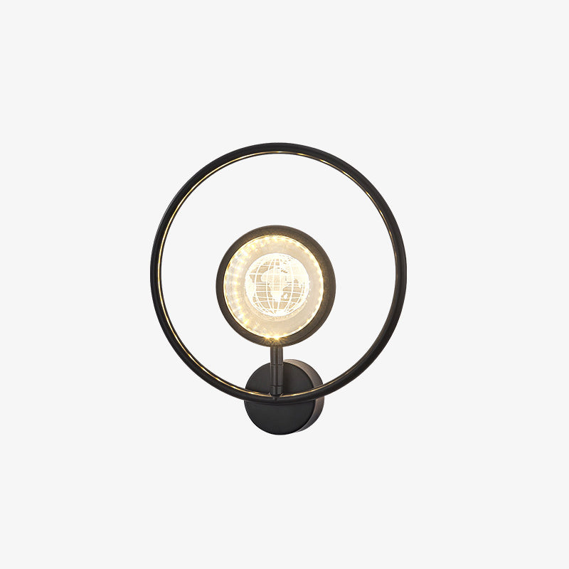 Circle Crystal Iron Bedroom Wall Lamp