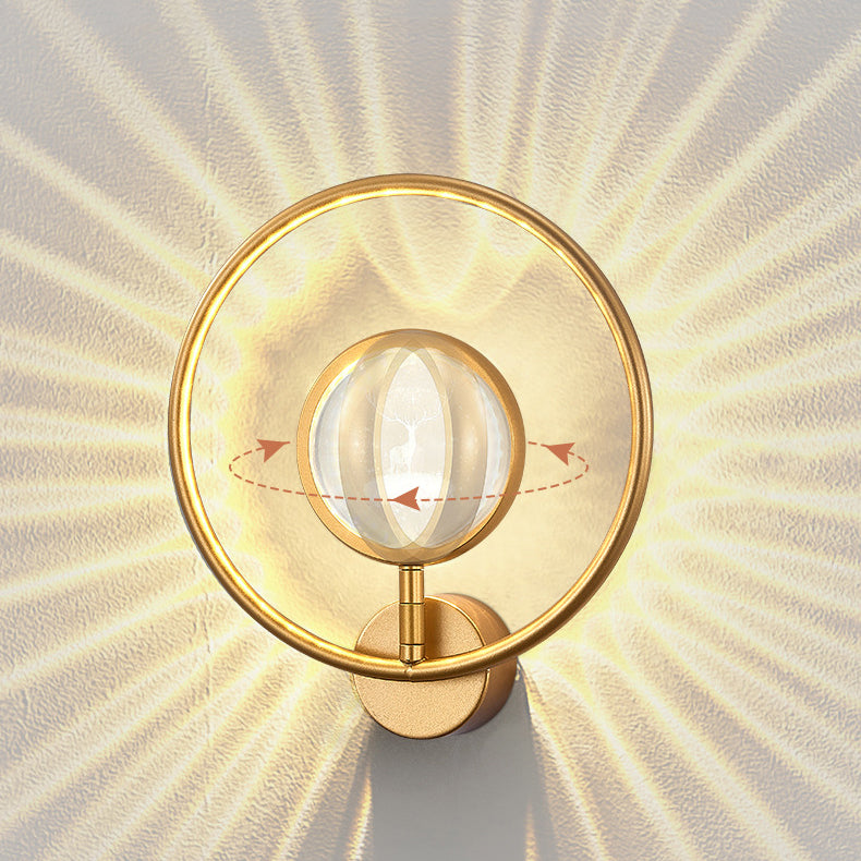 Circle Crystal Iron Bedroom Wall Lamp