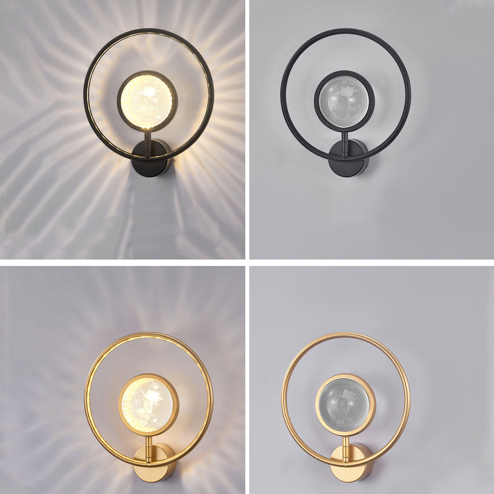Circle Crystal Iron Bedroom Wall Lamp