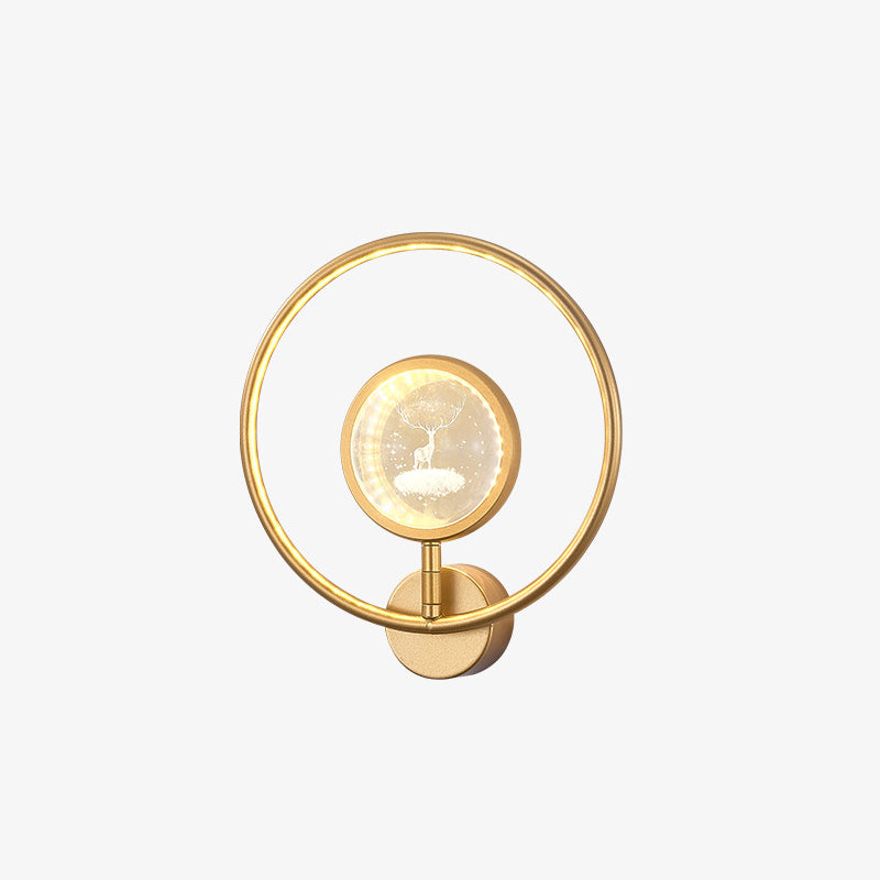 Circle Crystal Iron Bedroom Wall Lamp