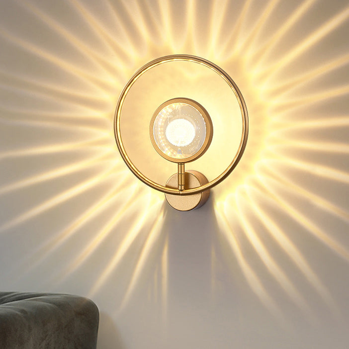 Circle Crystal Iron Bedroom Wall Lamp