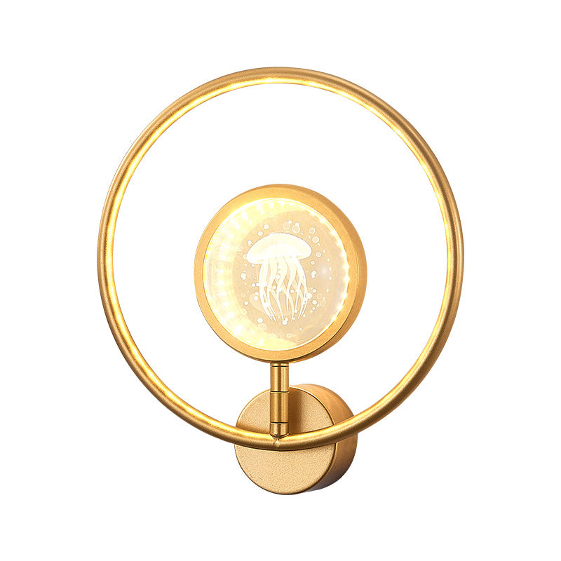 Circle Crystal Iron Bedroom Wall Lamp