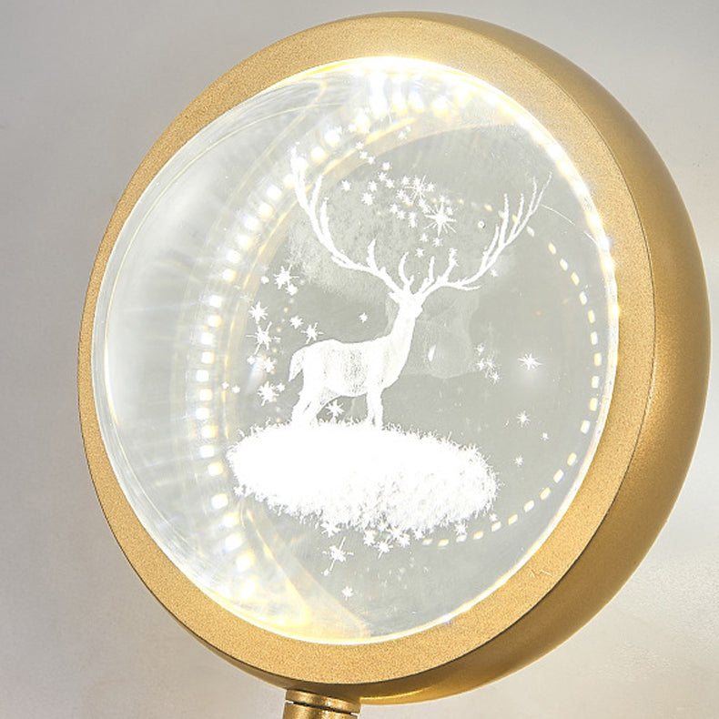 Circle Crystal Iron Bedroom Wall Lamp
