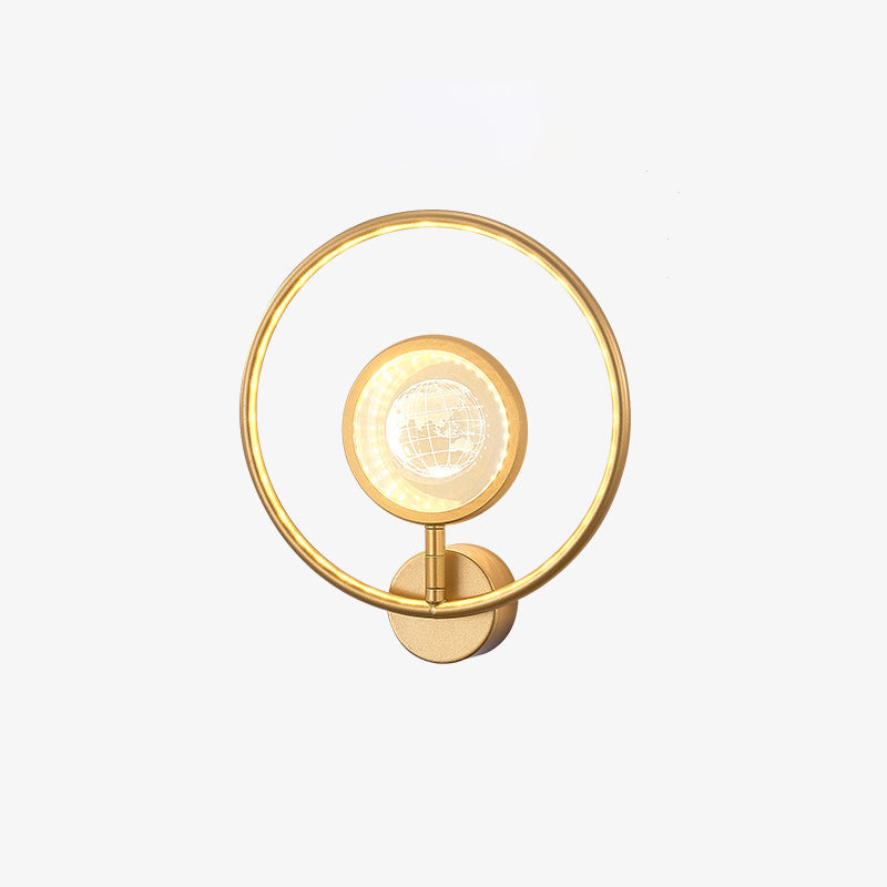 Circle Crystal Iron Bedroom Wall Lamp