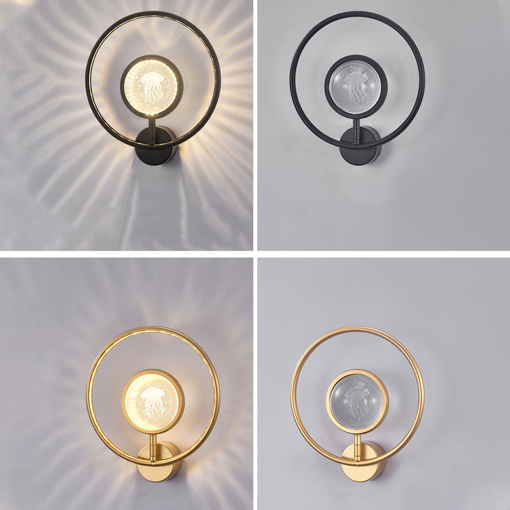 Circle Crystal Iron Bedroom Wall Lamp