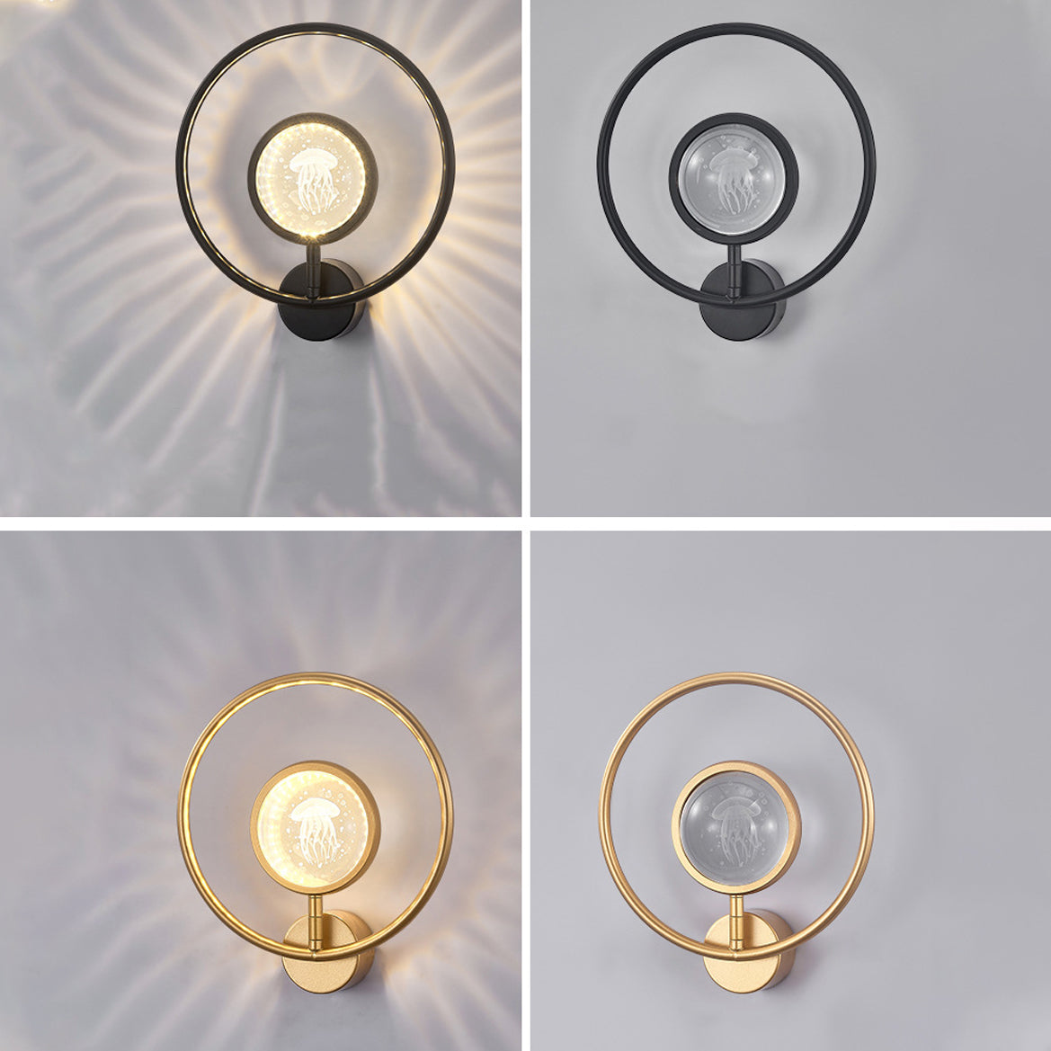 Circle Crystal Iron Bedroom Wall Lamp
