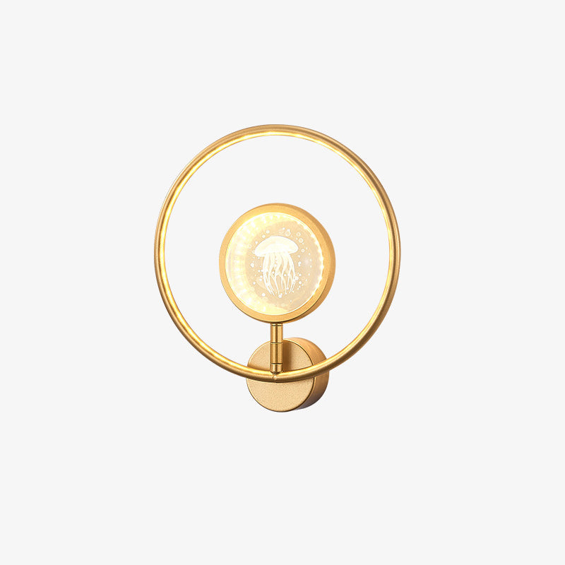 Circle Crystal Iron Bedroom Wall Lamp