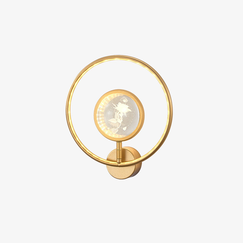 Circle Crystal Iron Bedroom Wall Lamp