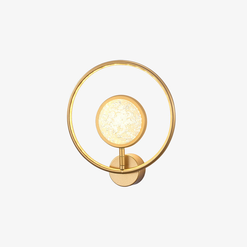 Circle Crystal Iron Bedroom Wall Lamp