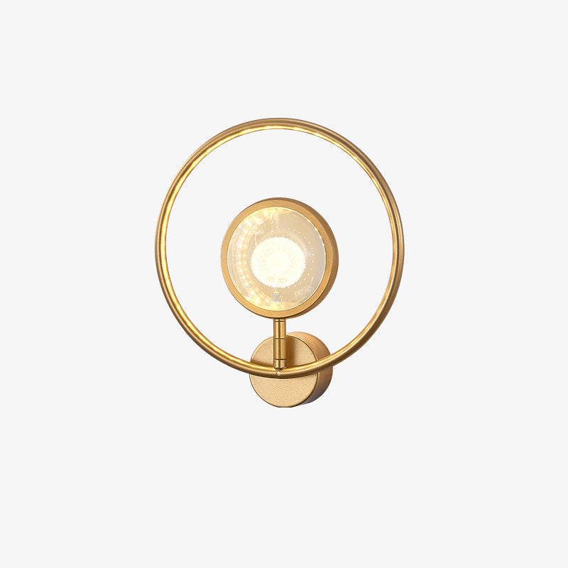 Circle Crystal Iron Bedroom Wall Lamp