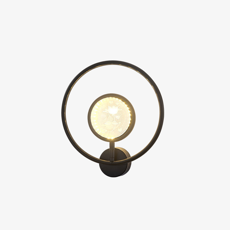 Circle Crystal Iron Bedroom Wall Lamp