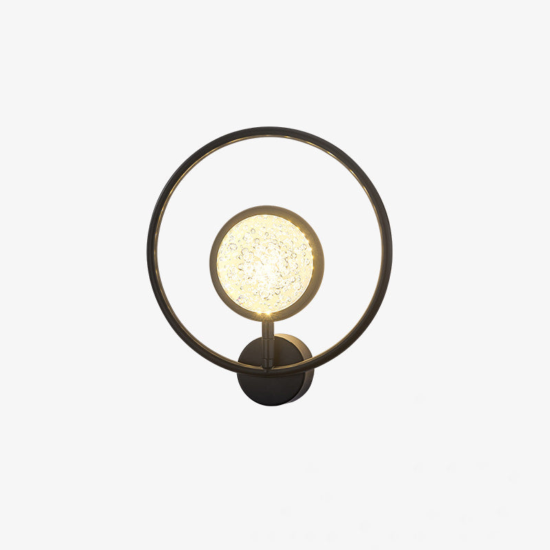 Circle Crystal Iron Bedroom Wall Lamp