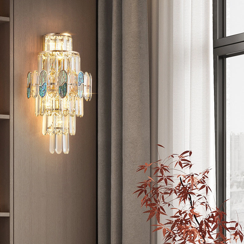 Trapezoid Metal Crystal Aluminum 5-Light Wall Lamp