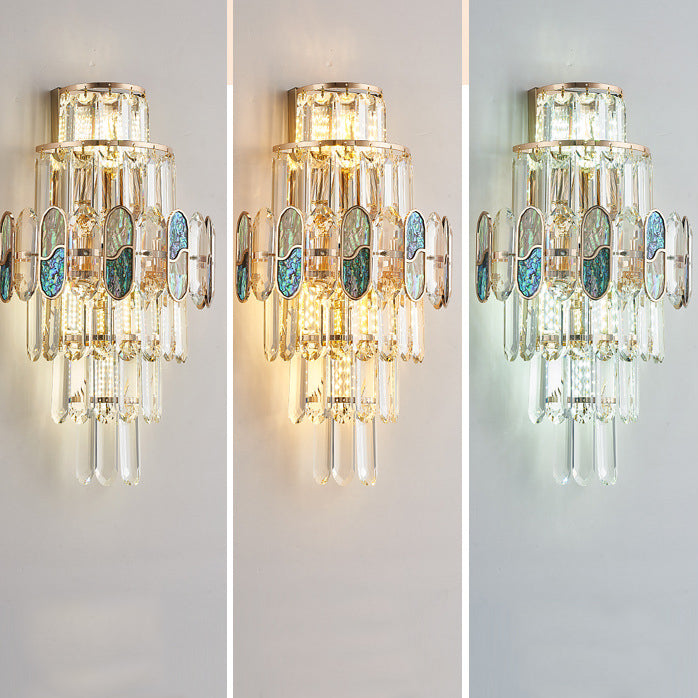 Trapezoid Metal Crystal Aluminum 5-Light Wall Lamp