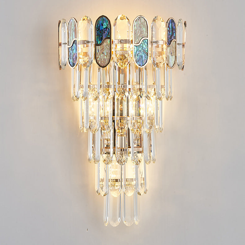 Trapezoid Metal Crystal Aluminum 5-Light Wall Lamp