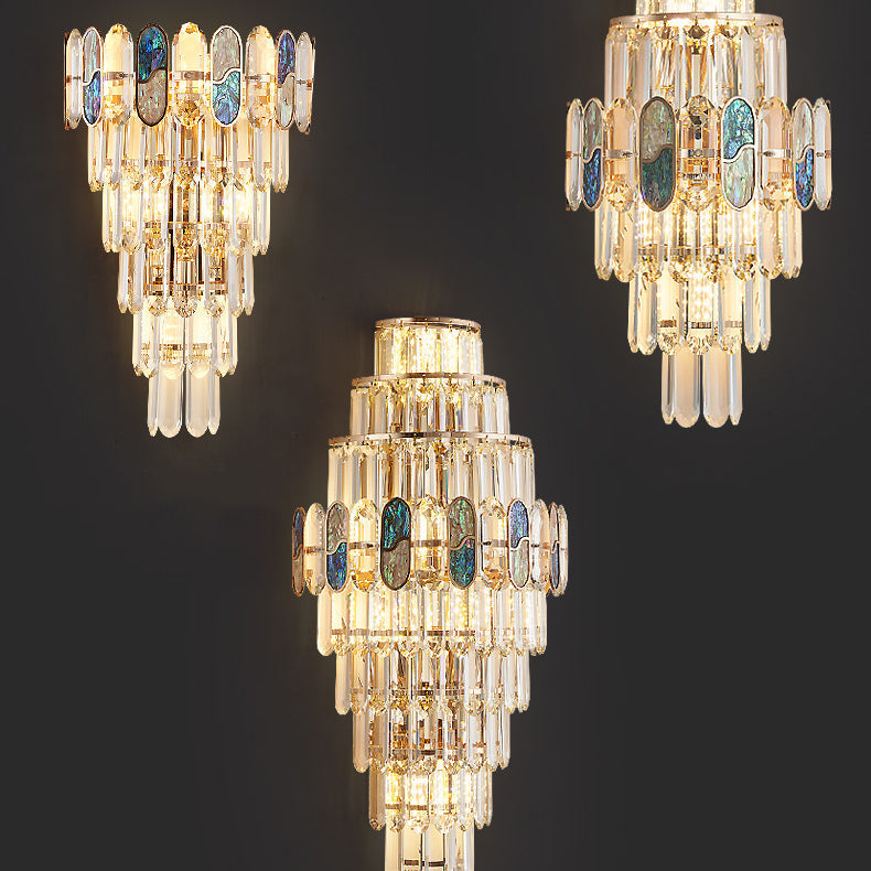 Trapezoid Metal Crystal Aluminum 5-Light Wall Lamp