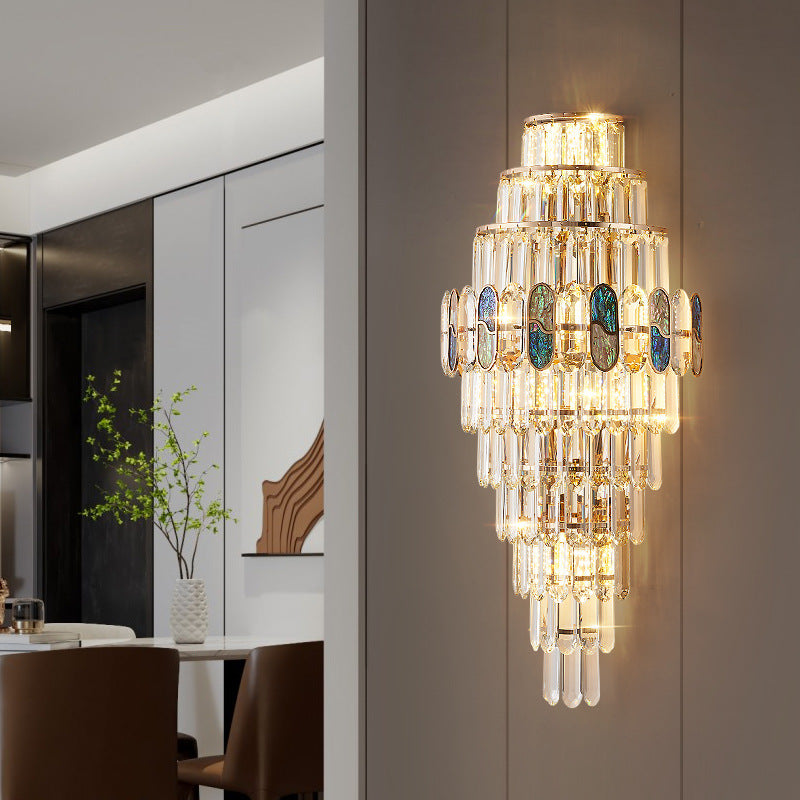Trapezoid Metal Crystal Aluminum 5-Light Wall Lamp
