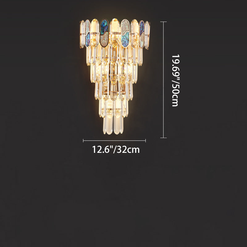 Trapezoid Metal Crystal Aluminum 5-Light Wall Lamp