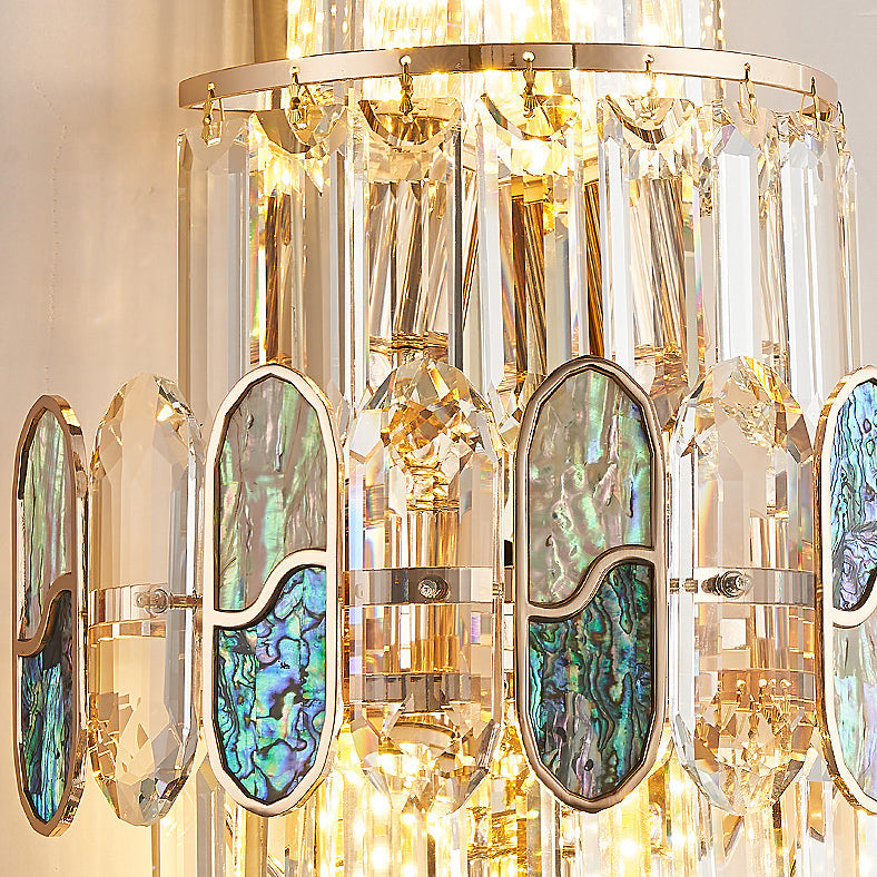 Trapezoid Metal Crystal Aluminum 5-Light Wall Lamp