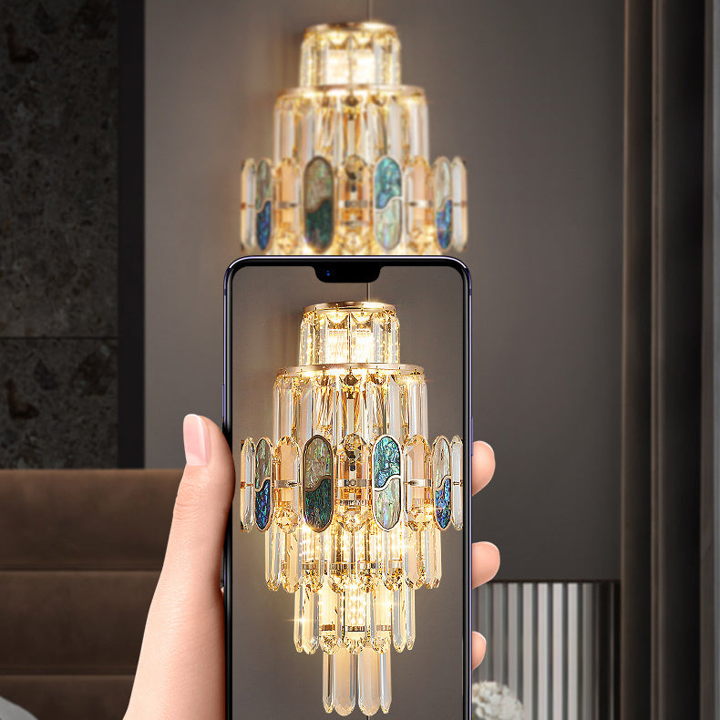 Trapezoid Metal Crystal Aluminum 5-Light Wall Lamp