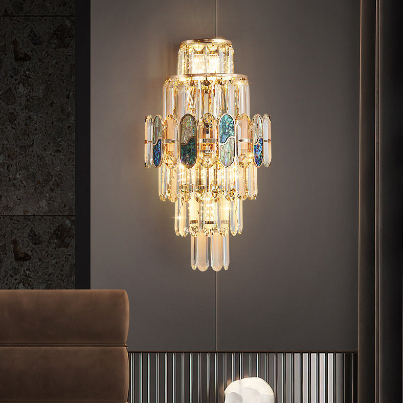 Trapezoid Metal Crystal Aluminum 5-Light Wall Lamp