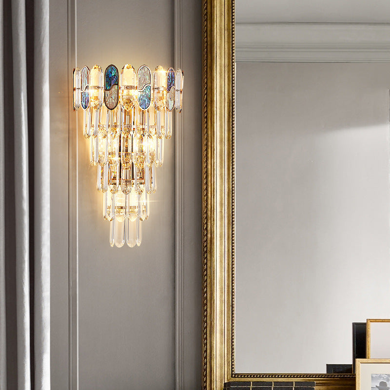 Trapezoid Metal Crystal Aluminum 5-Light Wall Lamp