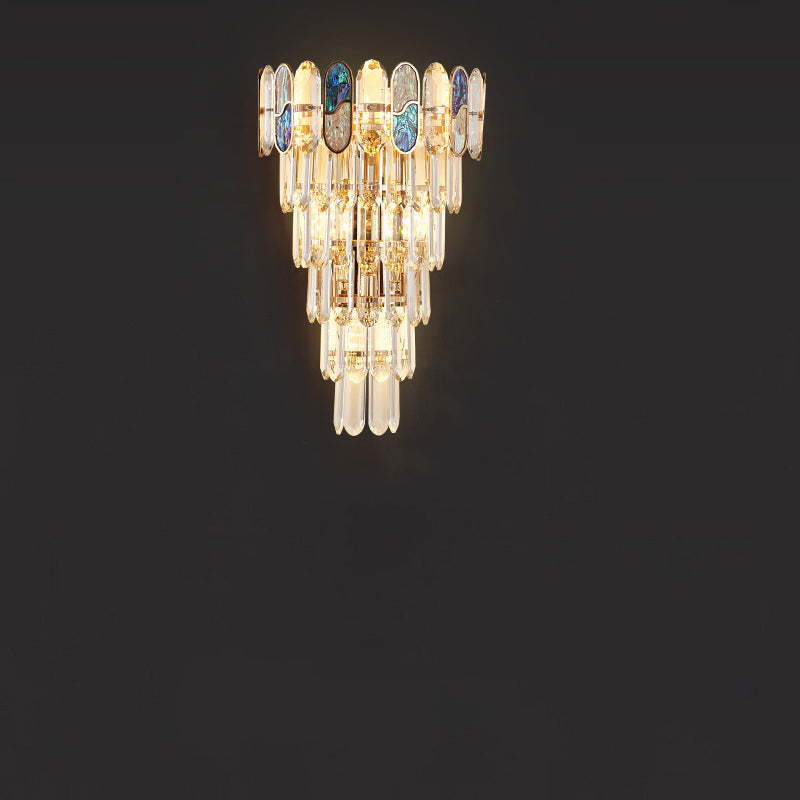 Trapezoid Metal Crystal Aluminum 5-Light Wall Lamp