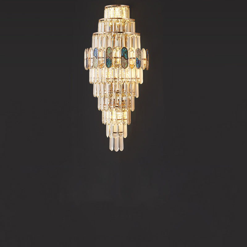 Trapezoid Metal Crystal Aluminum 5-Light Wall Lamp