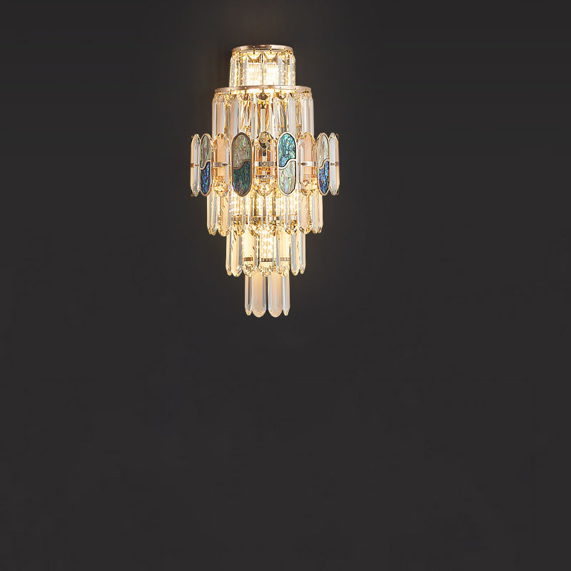 Trapezoid Metal Crystal Aluminum 5-Light Wall Lamp