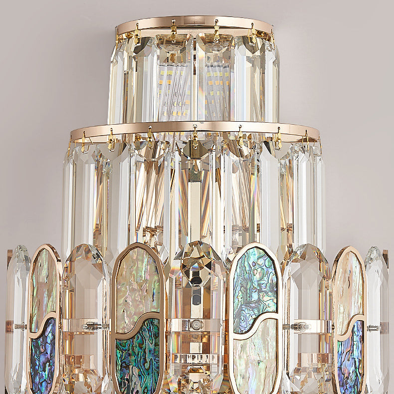 Trapezoid Metal Crystal Aluminum 5-Light Wall Lamp
