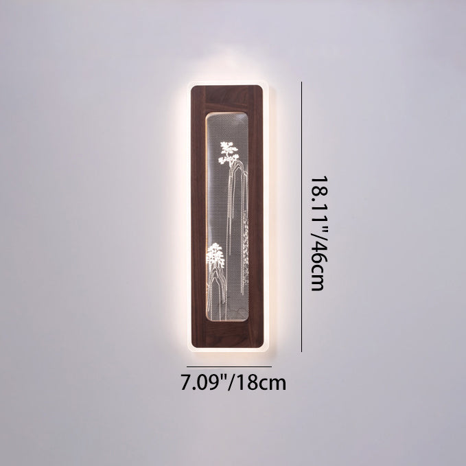 Rectangular Black Walnut Acrylic Wall Lamp