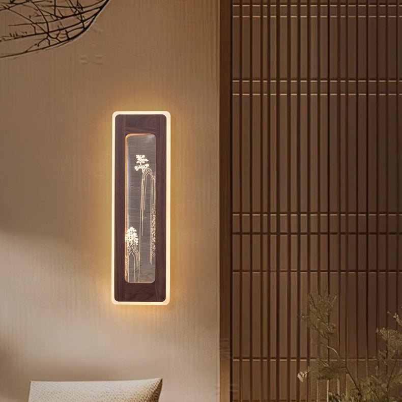 Rectangular Black Walnut Acrylic Wall Lamp