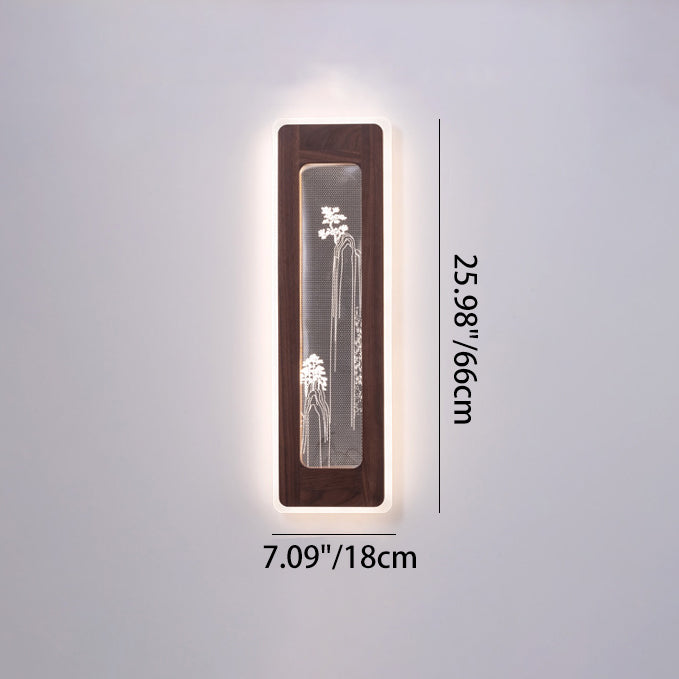Rectangular Black Walnut Acrylic Wall Lamp