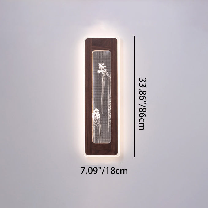 Rectangular Black Walnut Acrylic Wall Lamp