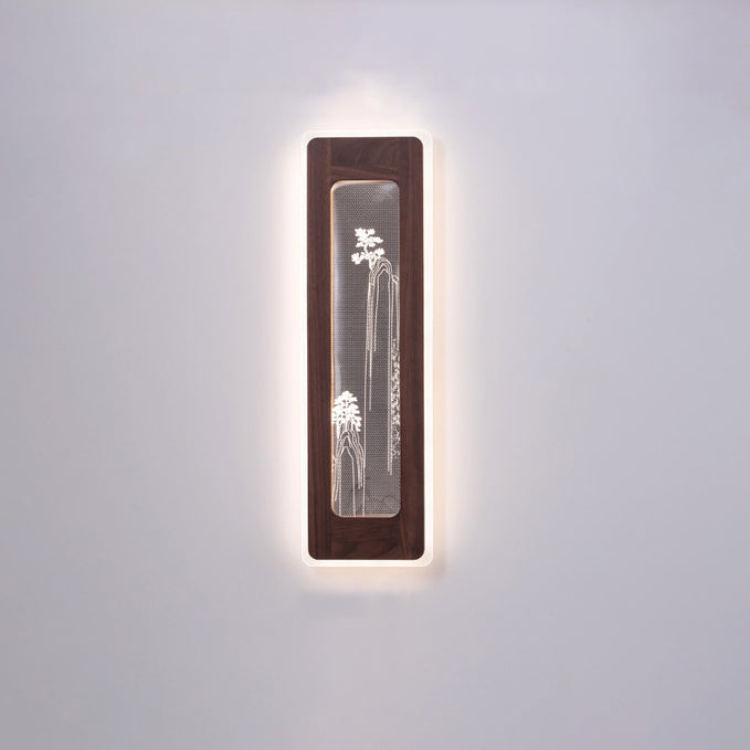 Rectangular Black Walnut Acrylic Wall Lamp