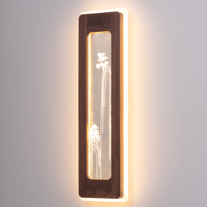 Rectangular Black Walnut Acrylic Wall Lamp