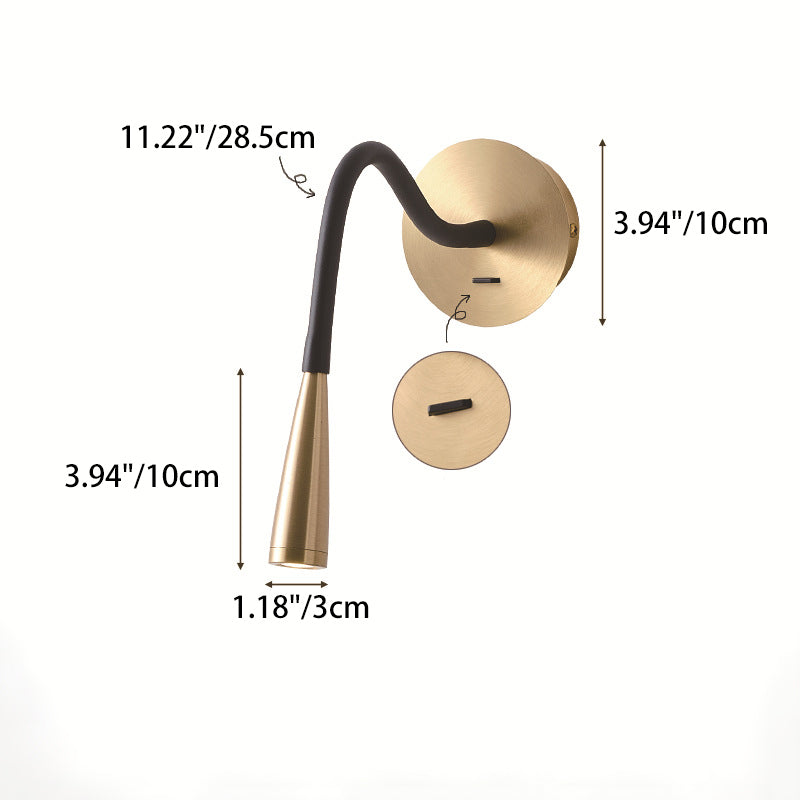 Tube Copper Silicone Bedroom Wall Lamp