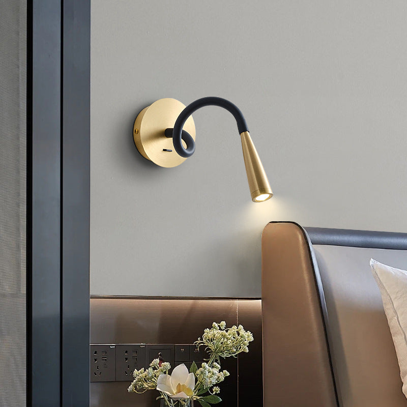 Tube Copper Silicone Bedroom Wall Lamp