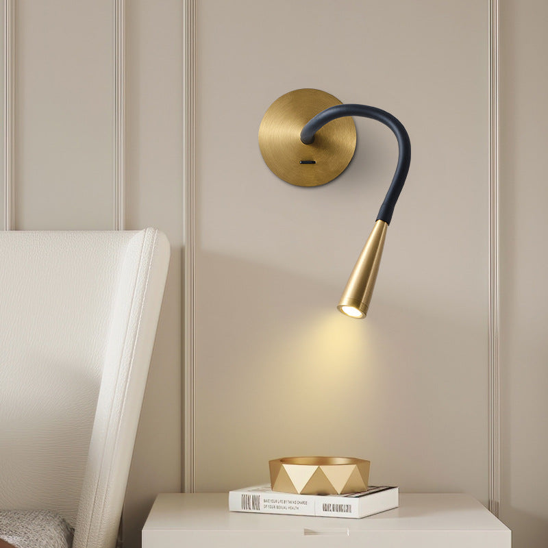 Tube Copper Silicone Bedroom Wall Lamp