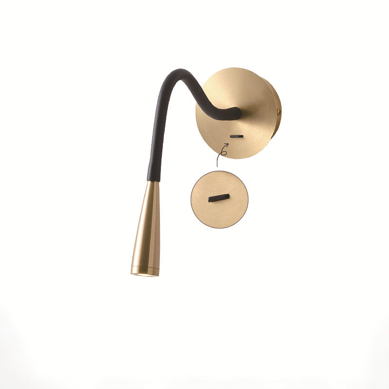 Tube Copper Silicone Bedroom Wall Lamp